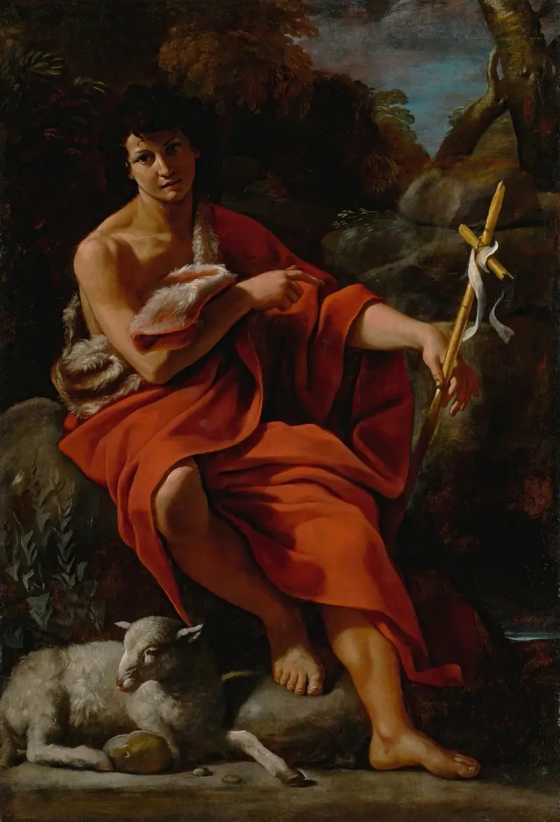 Saint John the Baptist in the wilderness av Giovanni Lanfranco