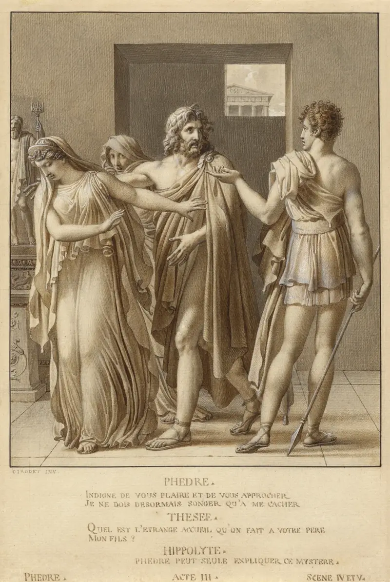 Phaedra Rejecting the Embraces of Theseus av Anne Louis Girodet-Trioson