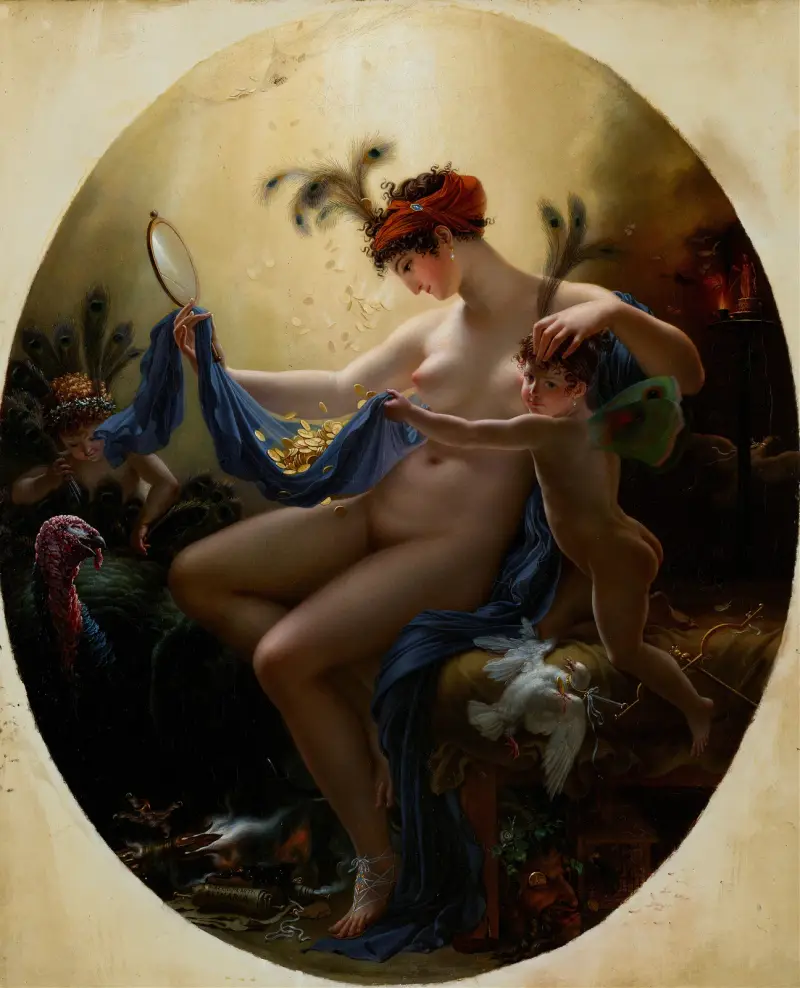 Portrait of Mlle. Lange As Danae av Anne Louis Girodet-Trioson