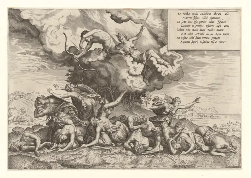 Apollo and Artemis Killing Niobe’s Children av Giulio Romano