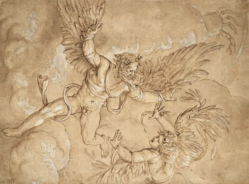 Kopia efter Giulio Romanos Ikaros fall av Giulio Romano