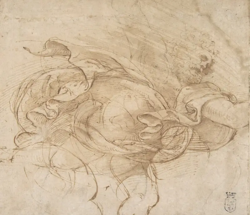 Jupiter slungar en blixt av Giulio Romano