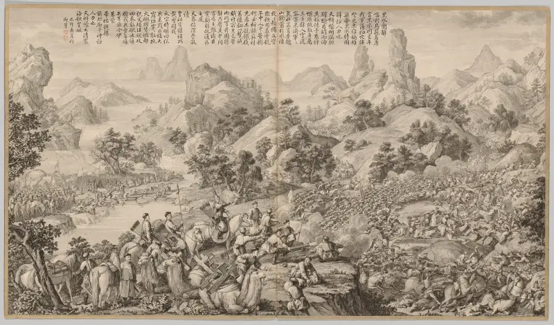 Breaking Through the Siege at Hesui av Giuseppe Castiglione