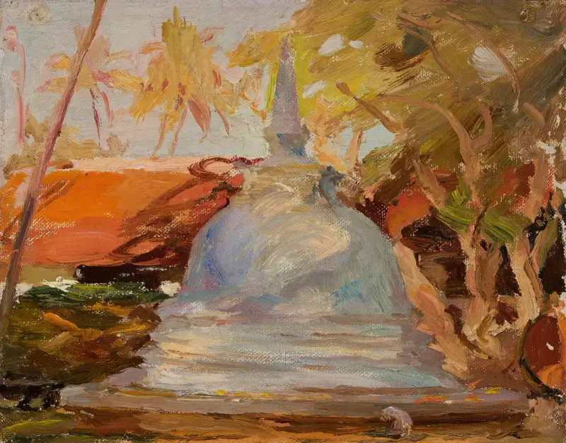 Ceylon, buddhistiskt tempel. Från resan till Indien av Jan Ciągliński