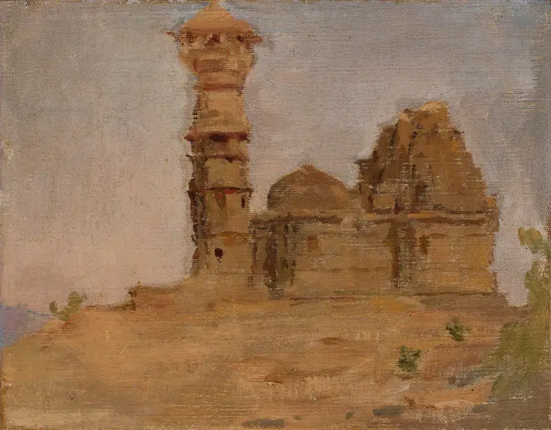 Övergivet antikt tempel i Chittorgarh. Från resan till Indien av Jan Ciągliński
