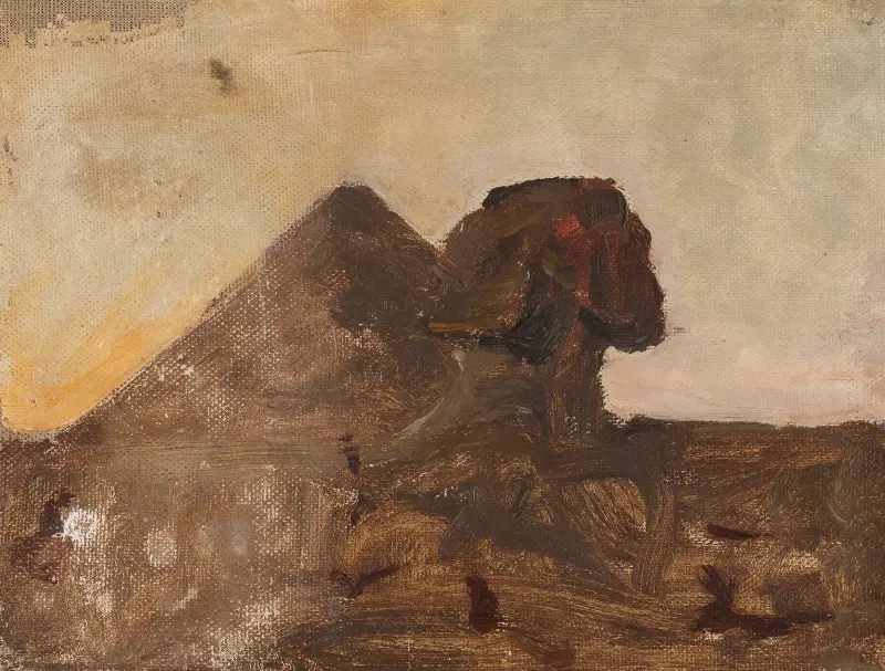 Kväll i öknen – Sfinxen och pyramiden. Från resan till Egypten av Jan Ciągliński