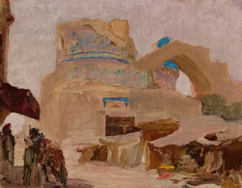 Samarkand – Bibi-Khanym, Tamerlanes hustrus grav. Från resan till Turkestan av Jan Ciągliński