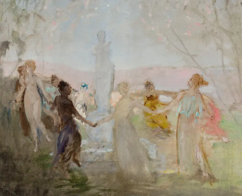 Skiss till målningen ”Procession kring Venus från Milo” av Jan Ciągliński