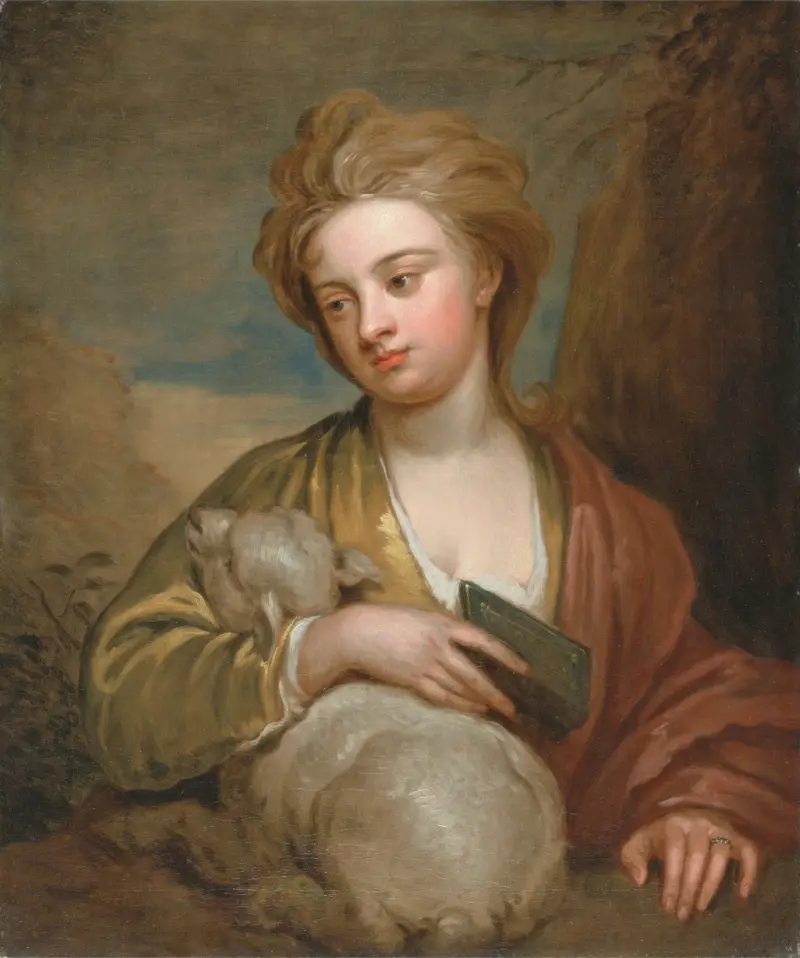 Porträtt av en kvinna som S:t Agnes, traditionellt identifierad som Catherine Voss av Sir Godfrey Kneller