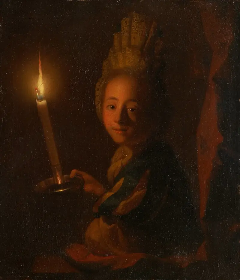 Girl with Burning Candle av Godfried Schalcken