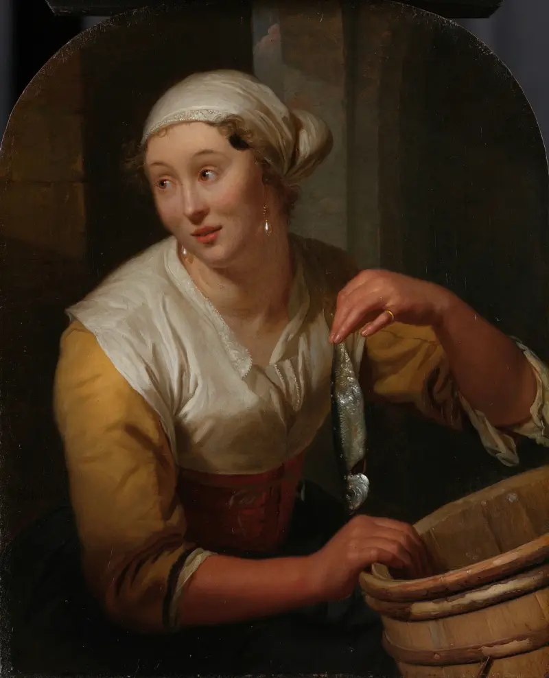 Woman Selling Herrings av Godfried Schalcken