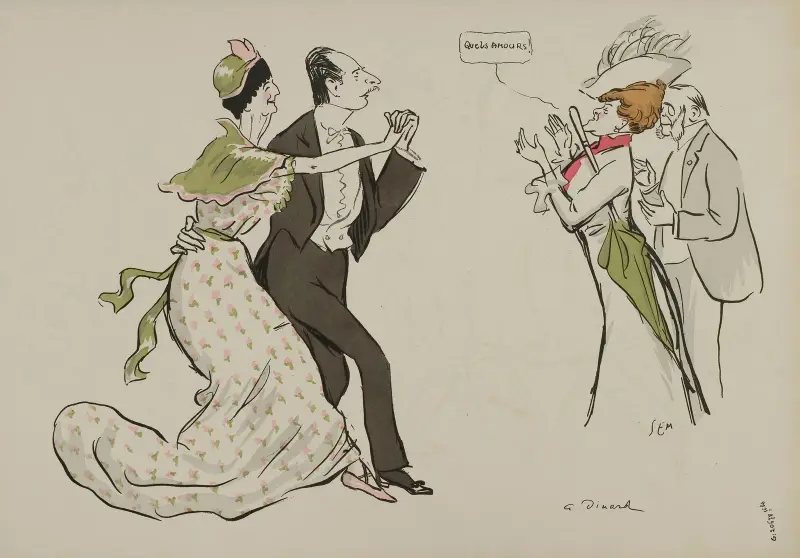 A Dinard; A de Fouquières, Mme Hugues hallet, comte et comtesse Récopé av Georges Goursat (Sem)