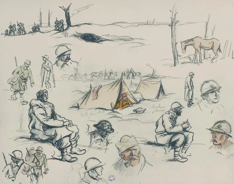 Läger och skisser av soldater av Georges Goursat (Sem)