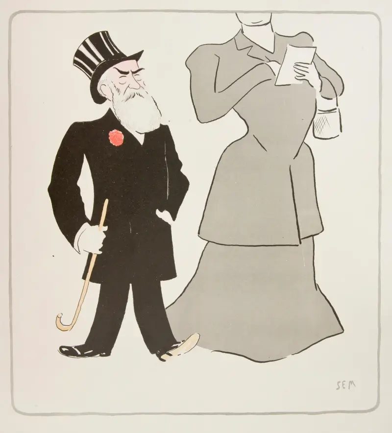 Karikatur eines ungleichen Paares von Georges Goursat (Sem)