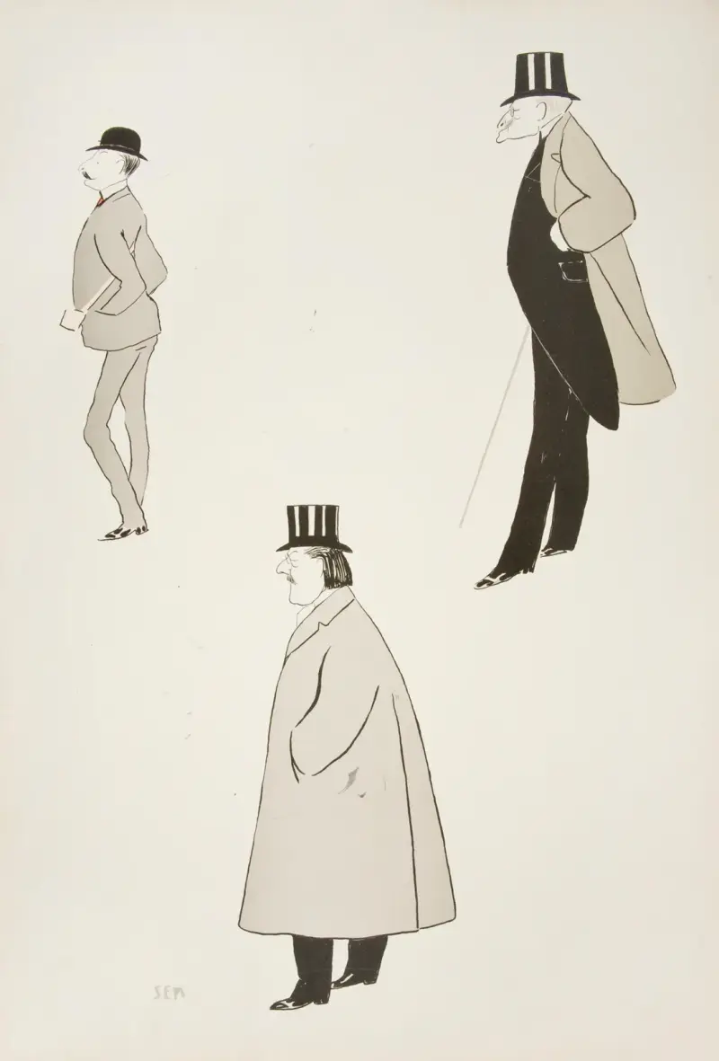 Caricatures of three men. av Georges Goursat (Sem)