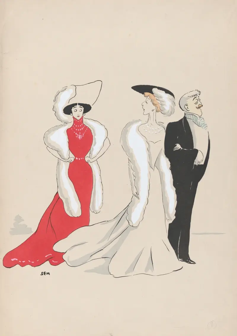 Caroline Otéro, Liane de Pugy, and Jean Lorrain av Georges Goursat (Sem)