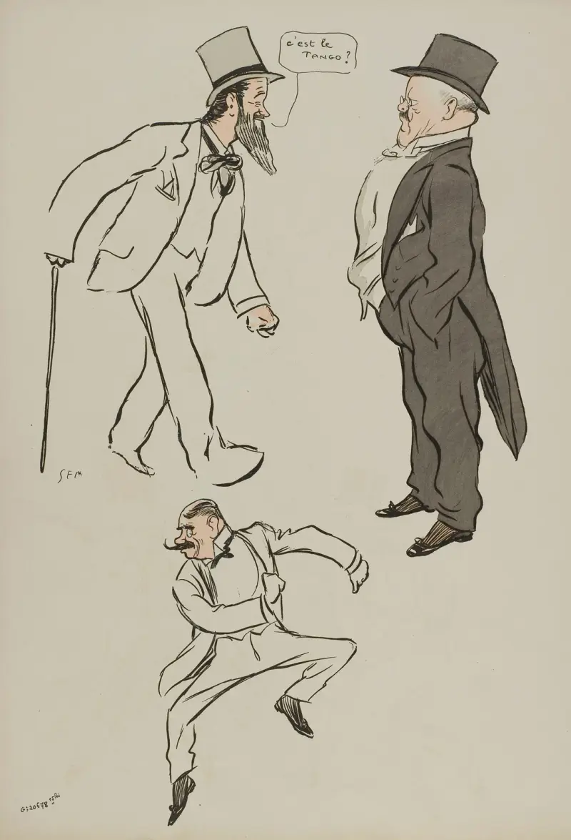 C’est le tango ; comte Louis de l’Aigle, M Martell, Lysis Denaint av Georges Goursat (Sem)
