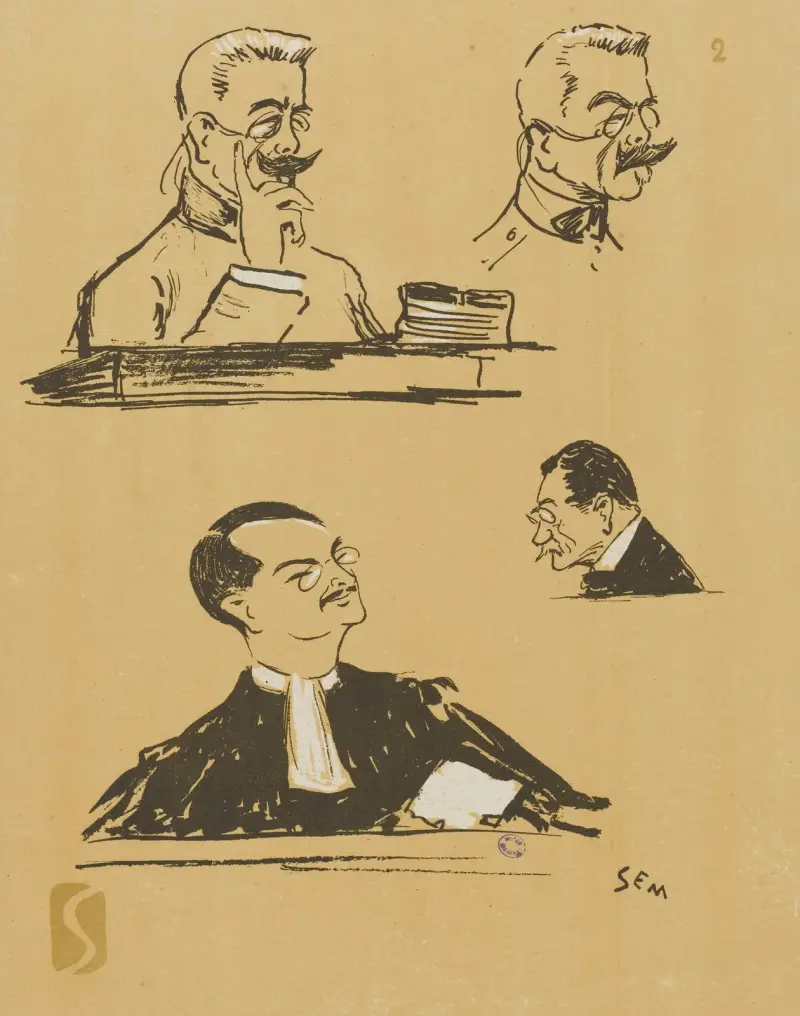 Colonel Voyer, Maître Héraud et Porchère av Georges Goursat (Sem)