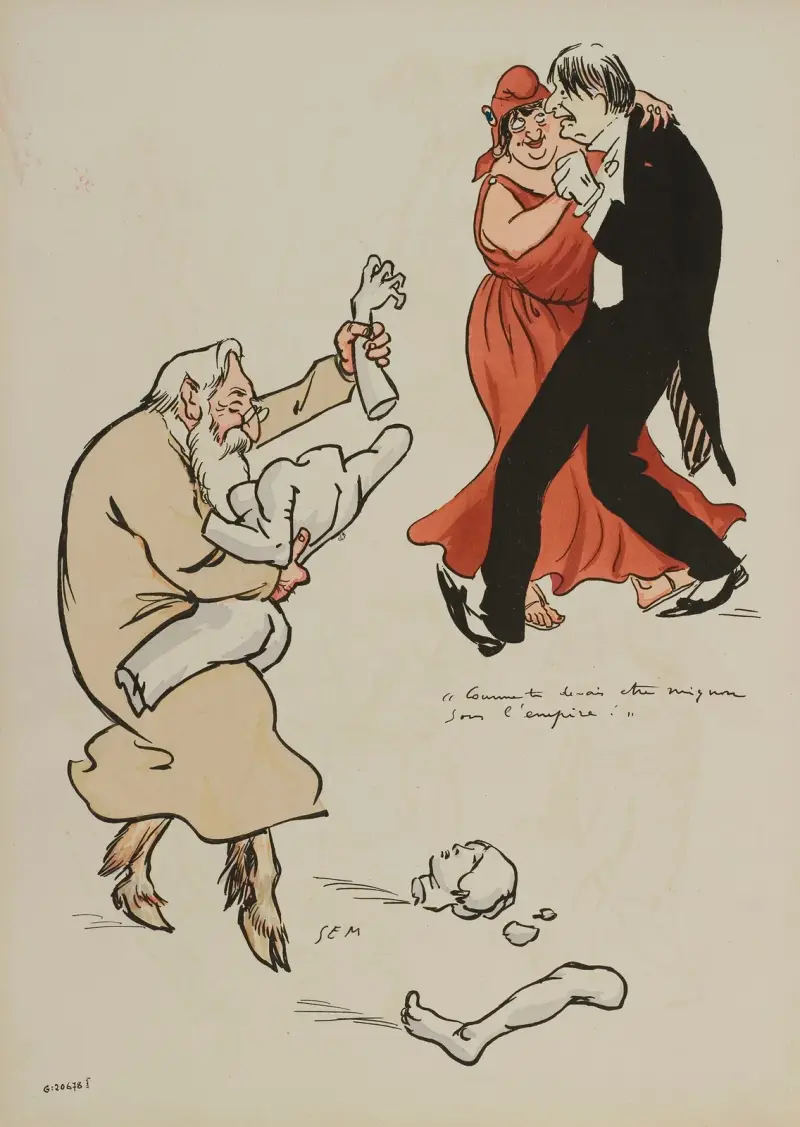 Comme tu devais être mignon sous l’Empire ; Forain, Louise Abbéma, A Rodin av Georges Goursat (Sem)