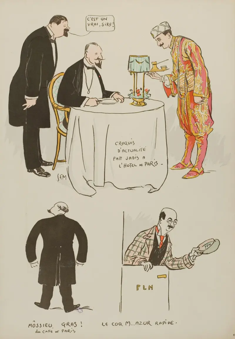 Aktuelle Skizze aus dem Hôtel de Paris von Georges Goursat (Sem)