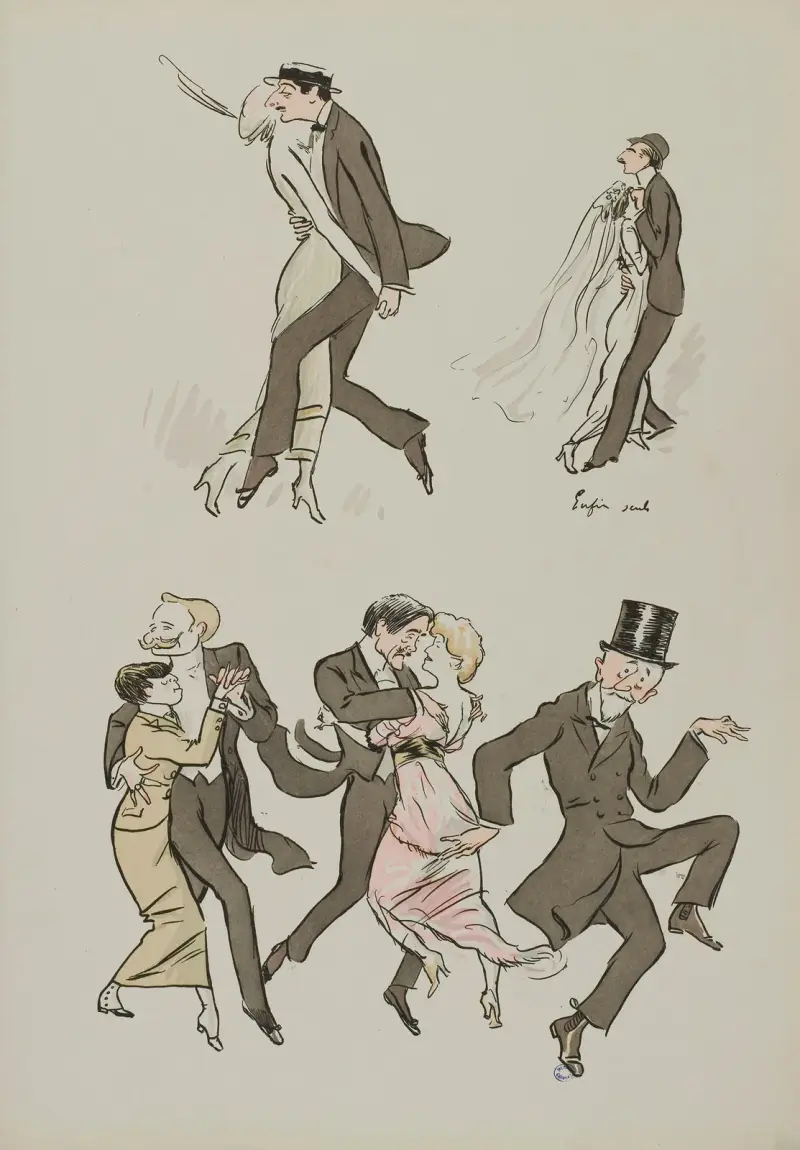 Enfin seuls ; Letellier, Hermant, Hervieu, Mme Bartet, Clarétie av Georges Goursat (Sem)