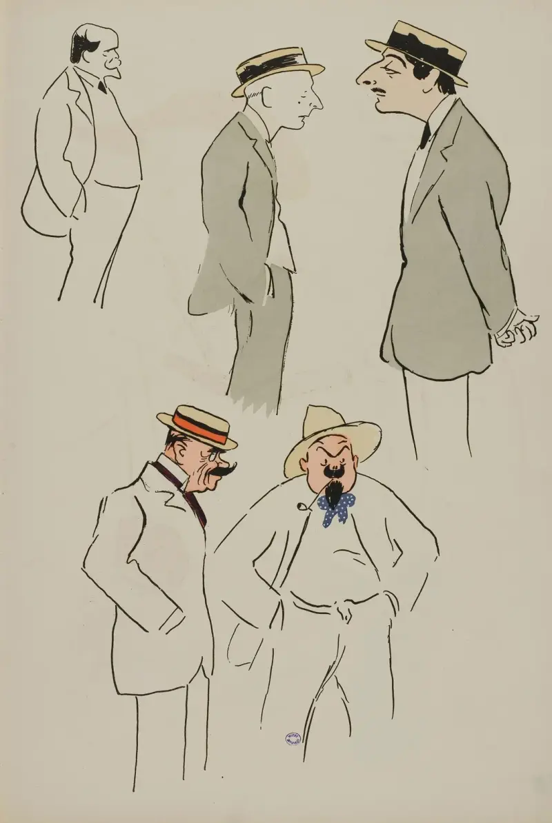 Eugène Letellier, M Fordyce, Henri Letellier, Lysée Denaint, Jacques Dhur av Georges Goursat (Sem)