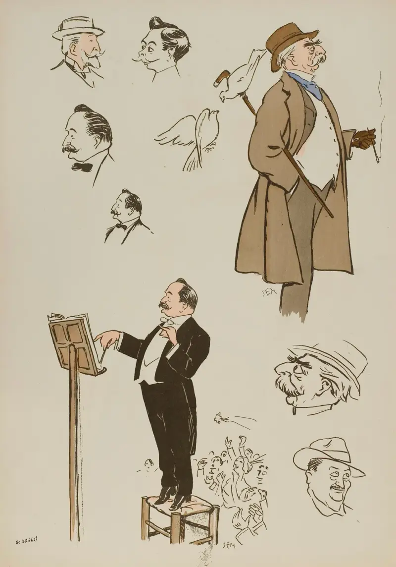Ferdinand Canople, Joël Sol, Louis Ganne, Lord Colomb, M Offenbach av Georges Goursat (Sem)