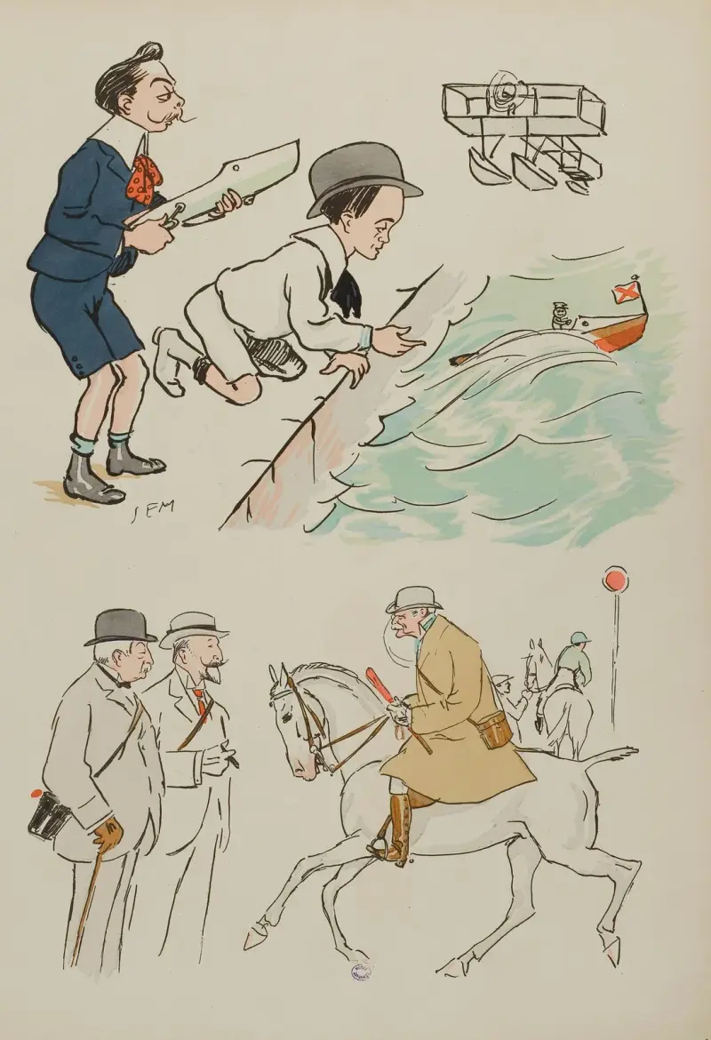 Joël Sol, Georges Prade, Camille Blanc, Ferdinand Canople et M. Roy av Georges Goursat (Sem)