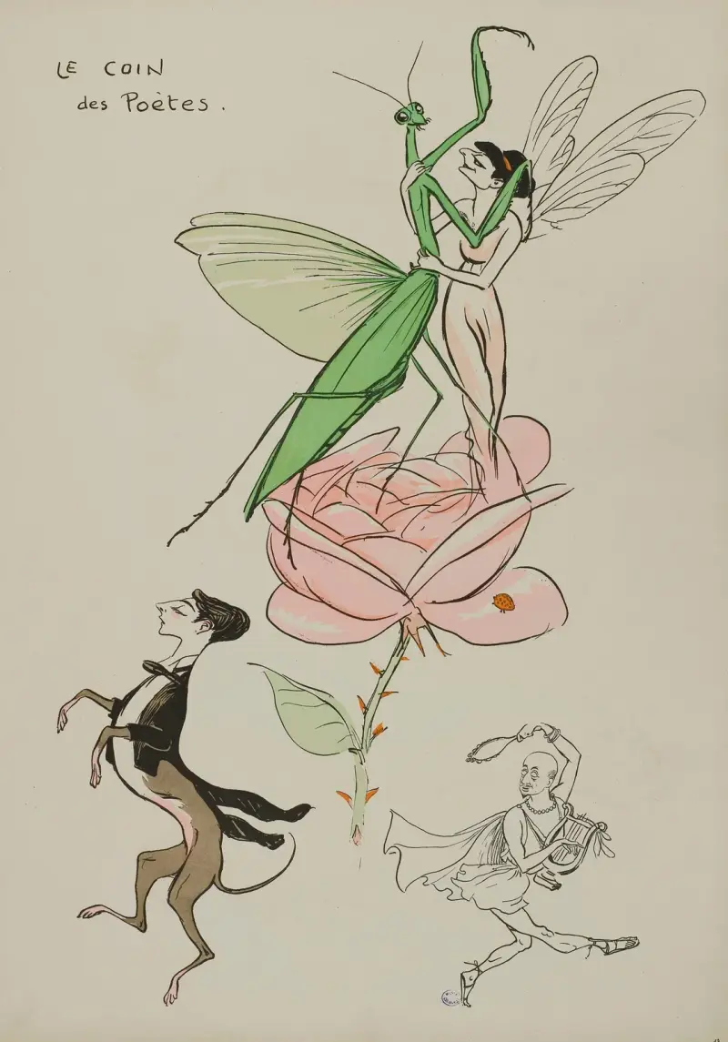 Poeternas hörn; Anna de Noailles, Cocteau, d’Annunzio av Georges Goursat (Sem)