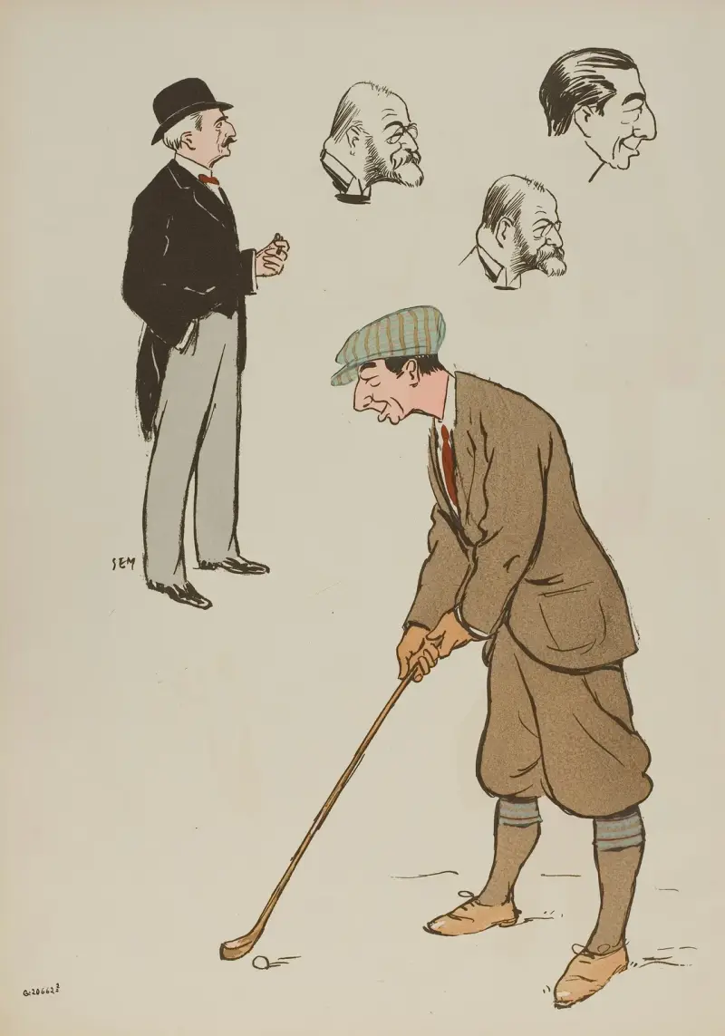 Le commandant Alexandre, M. Le Couturier, le directeur du golf av Georges Goursat (Sem)