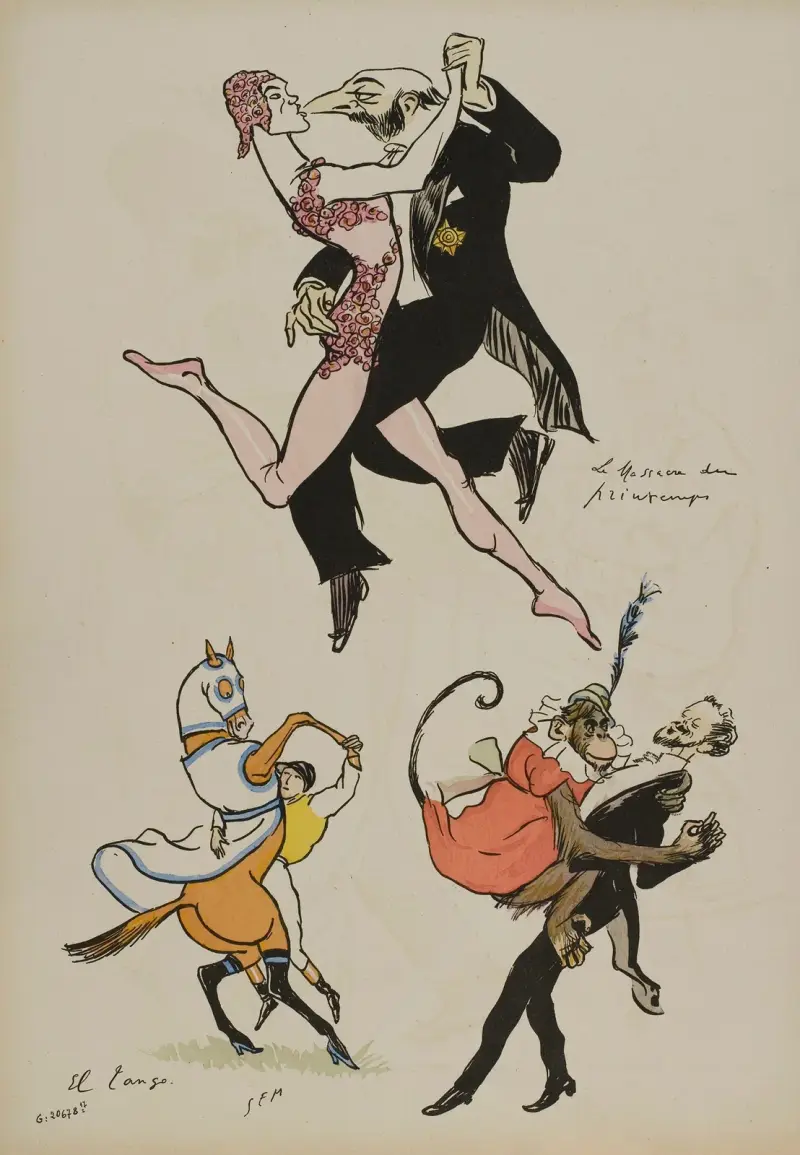 Vårens blodbad ; Gabriel Astruc, Nijinsky, Frédéric Madrazzo av Georges Goursat (Sem)