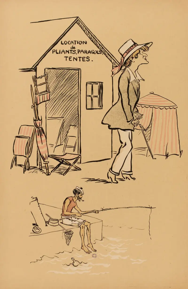 Uthyrning av solstolar, parasoller, tält av Georges Goursat (Sem)