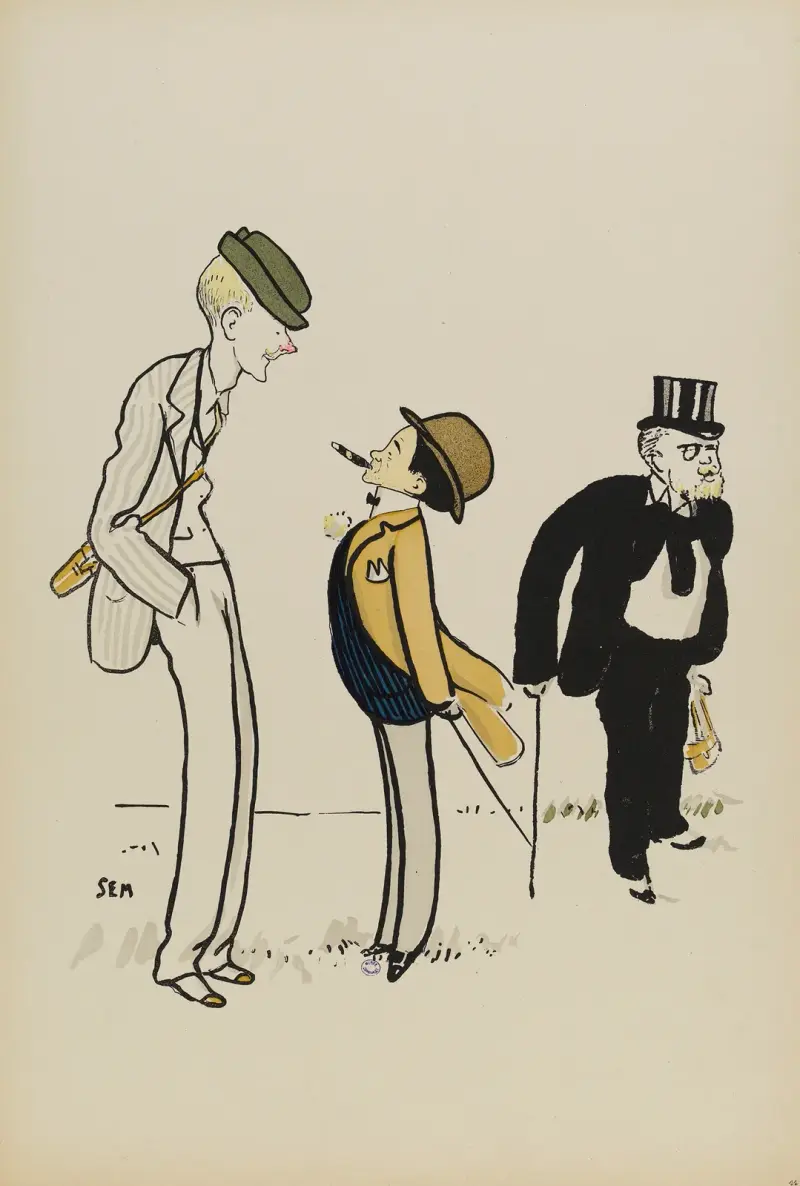 Lord Carnavon, dżokej Tod Sloan (Sem) i pan Broet, Georges Goursat (Sem)
