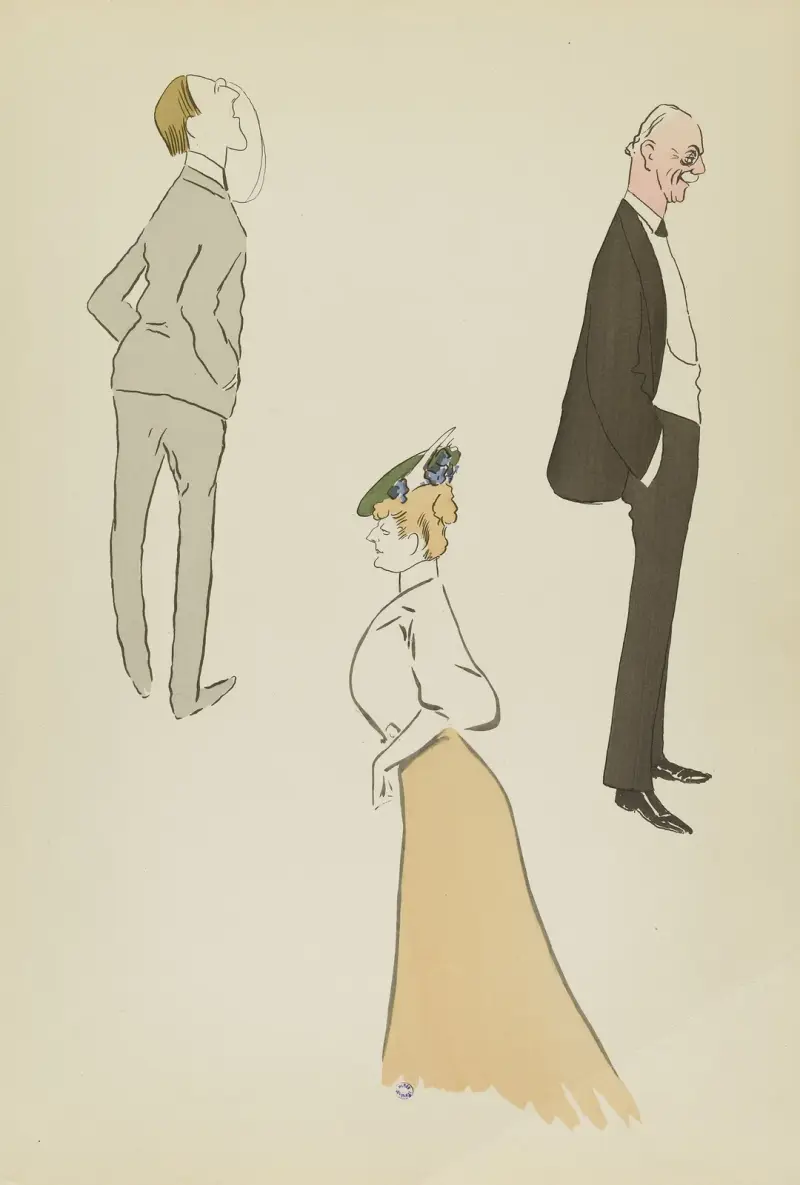 Lord Howard of Walden, nicht identifizierte männliche Figur, Mme Chapman von Georges Goursat (Sem)
