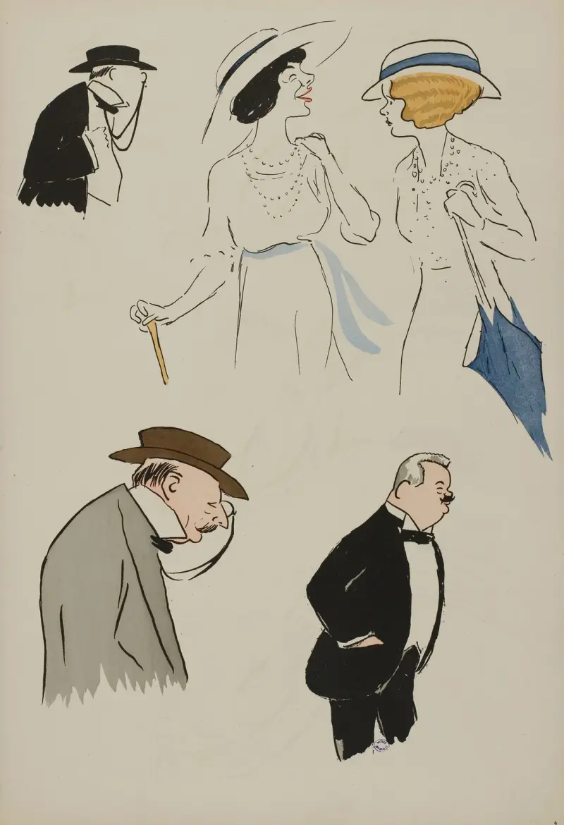 M du tillet, Germaine Neris, Loulou de Nanteuil, M Cornuche av Georges Goursat (Sem)