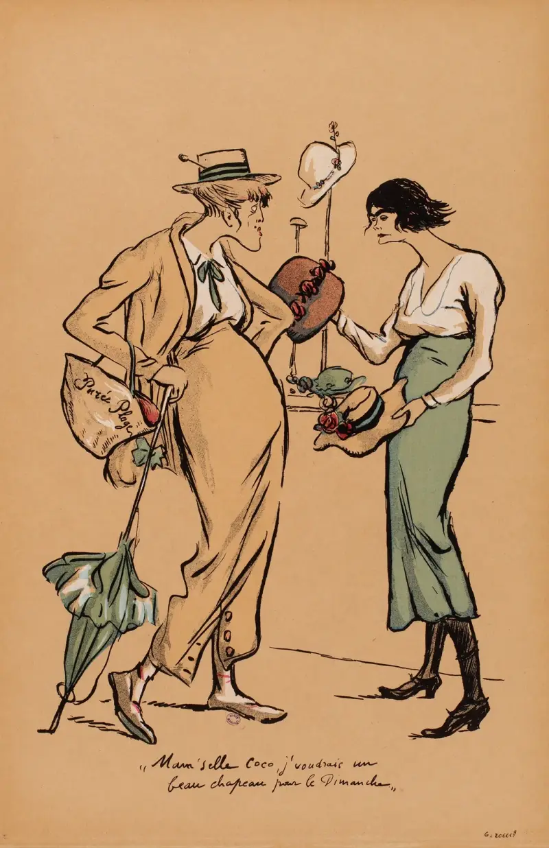 Mam’selle Coco, j’voudrais un beau chapeau pour le Dimanche av Georges Goursat (Sem)