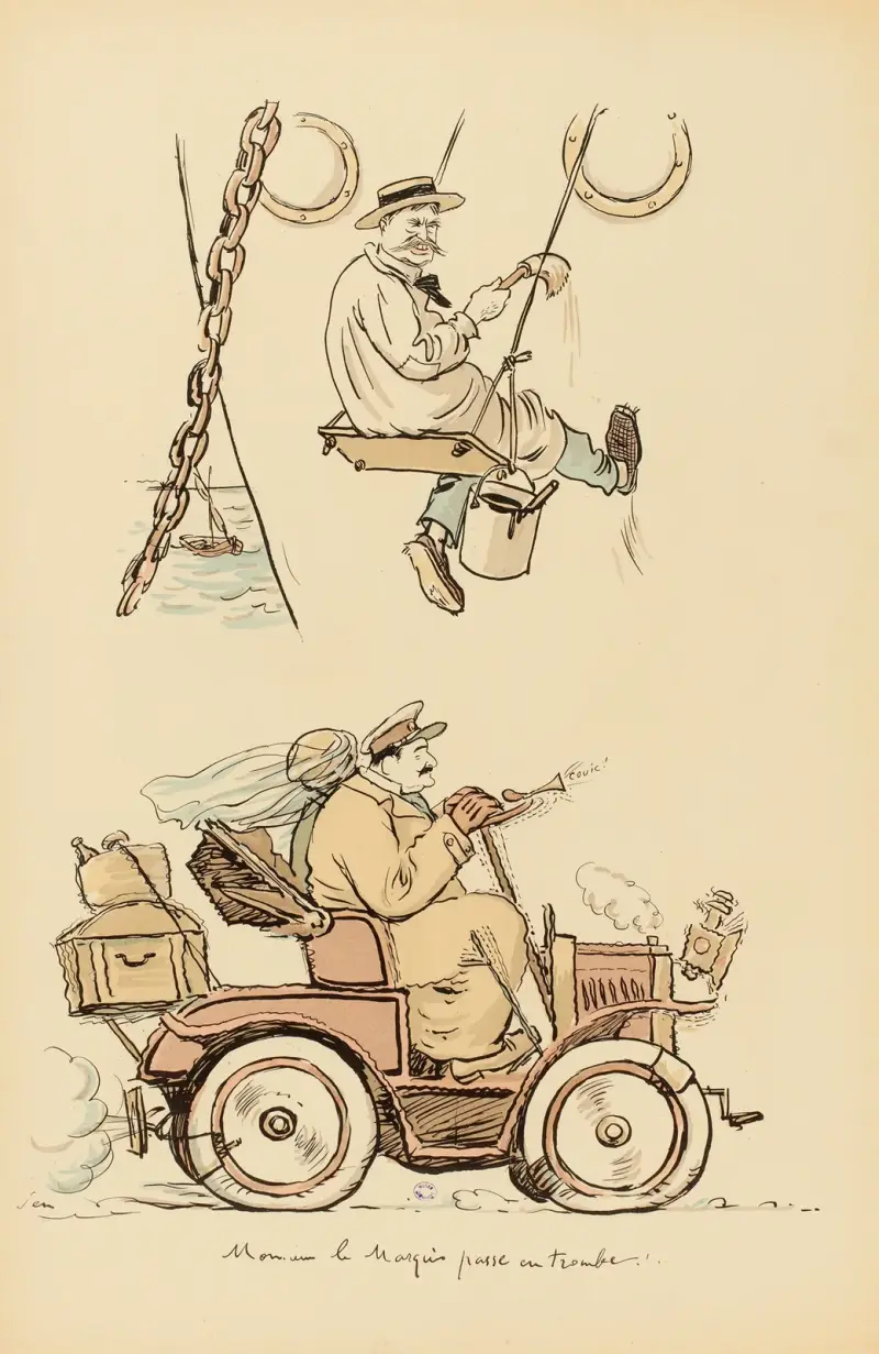 Herr markisen far förbi i rasande fart av Georges Goursat (Sem)