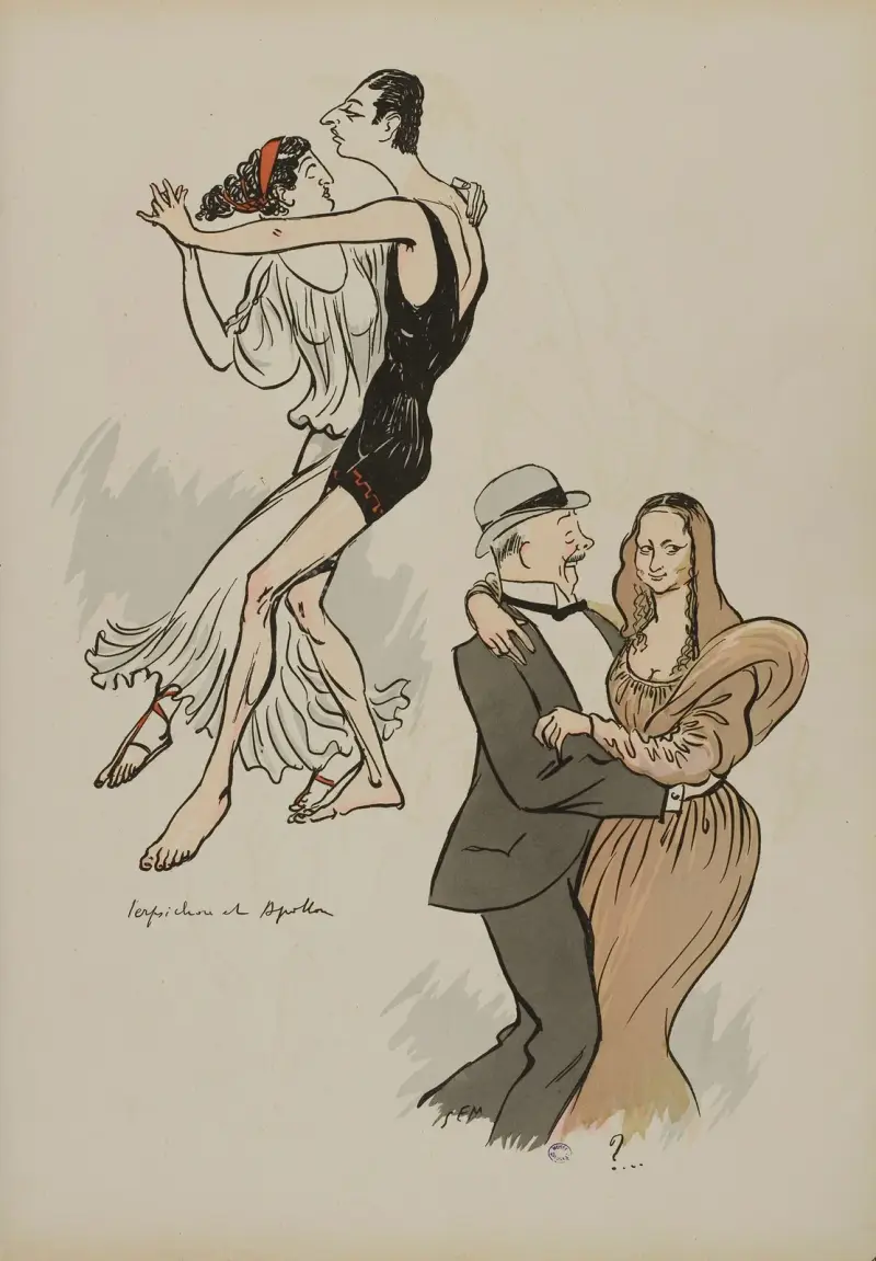 Perpsichore et Apollon ; Baron Maurice de Rotschild, grecque, Fischhoff, la Joconde av Georges Goursat (Sem)