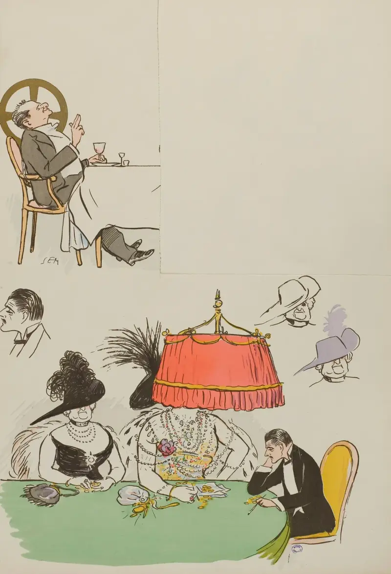 Raoul de Gunsbourg, et personnages non identifiés av Georges Goursat (Sem)