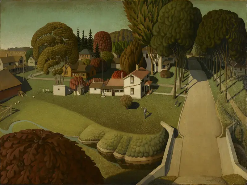 The Birthplace of Herbert Hoover, West Branch, Iowa av Grant Wood