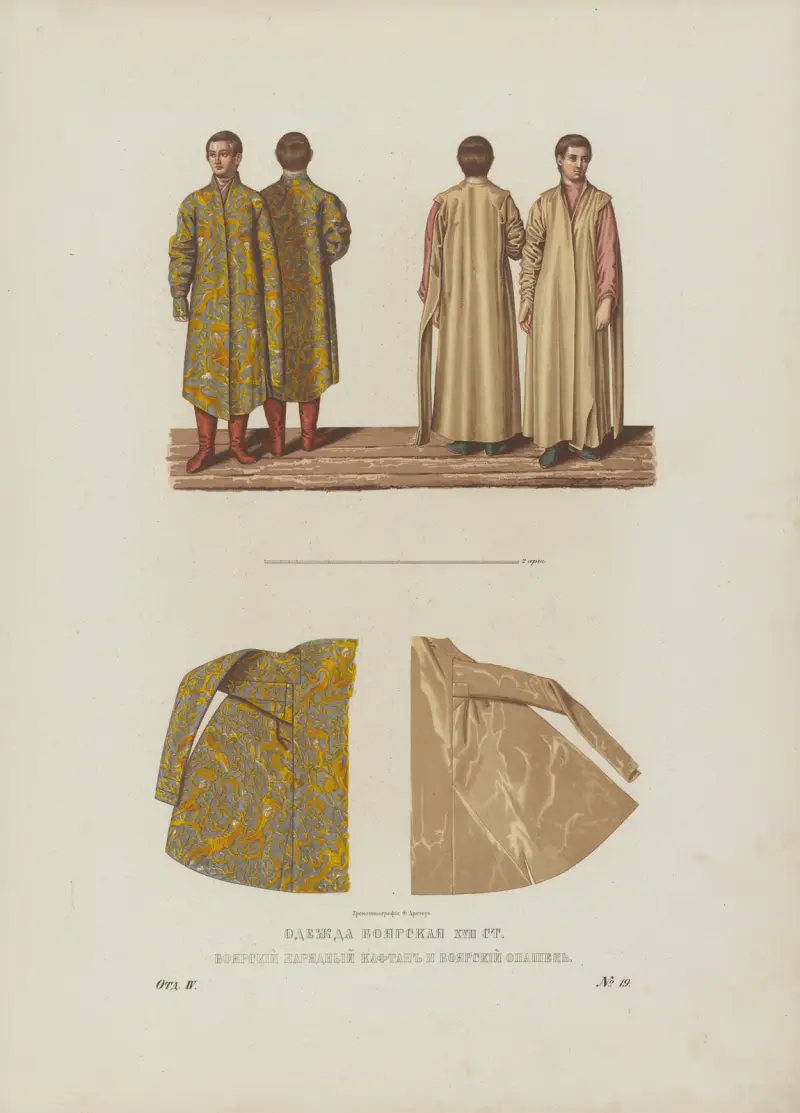 Boyars’ clothes of the XVII century. Boyar smart kaftan and boyar opashen’ av Fedor Grigoryevich Solntsev