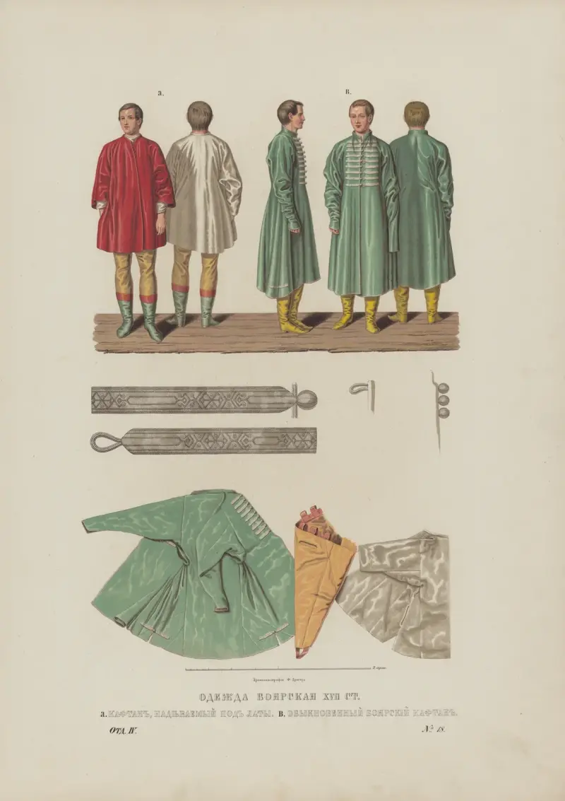 Boyars’ clothes of the XVII century. Kaftan worn under the armour. Regular boyar kaftan av Fedor Grigoryevich Solntsev