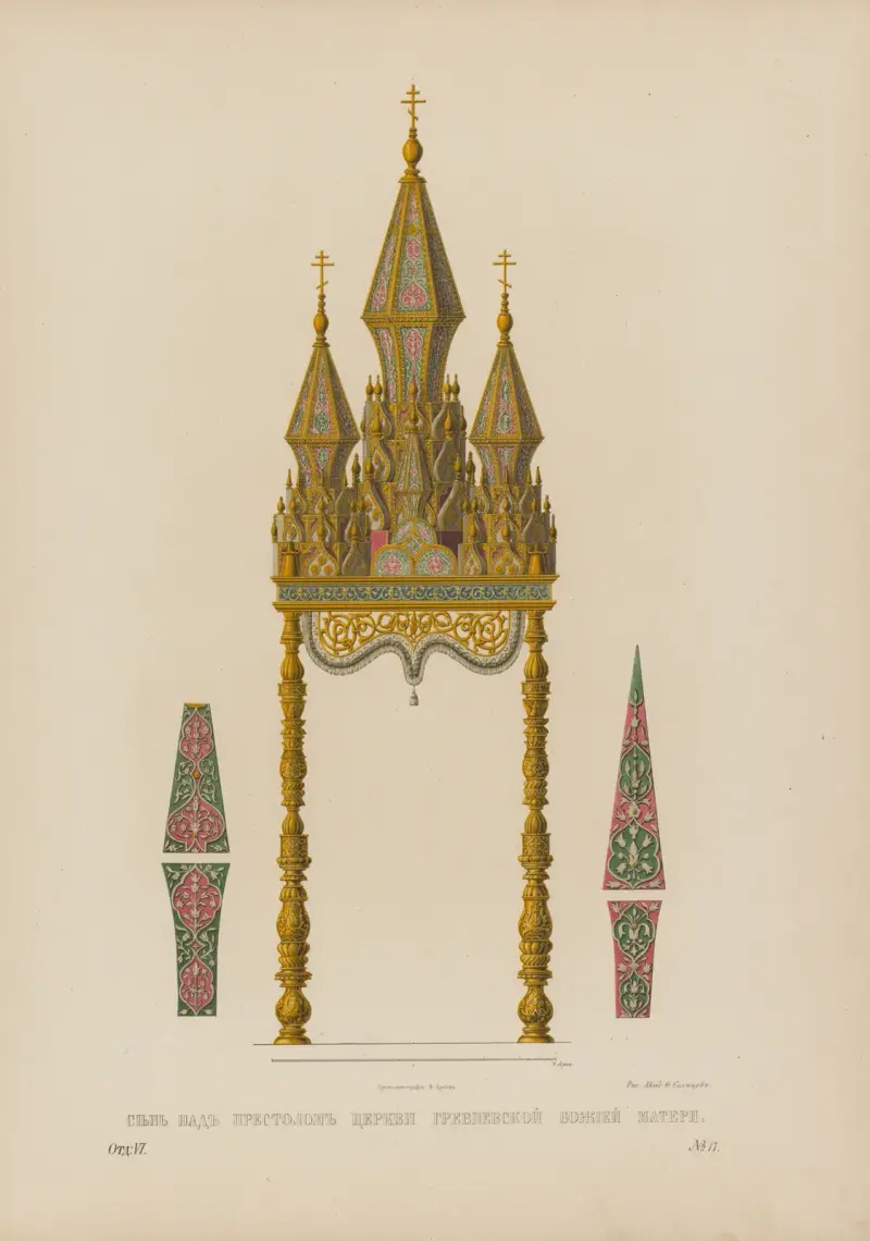 Canopy above the throne in the Church of Our Lady of Grebnev av Fedor Grigoryevich Solntsev