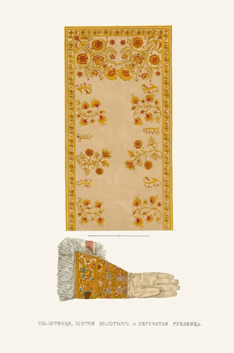Kaftan med guldbroderi och fingerad handske av Fedor Grigoryevich Solntsev