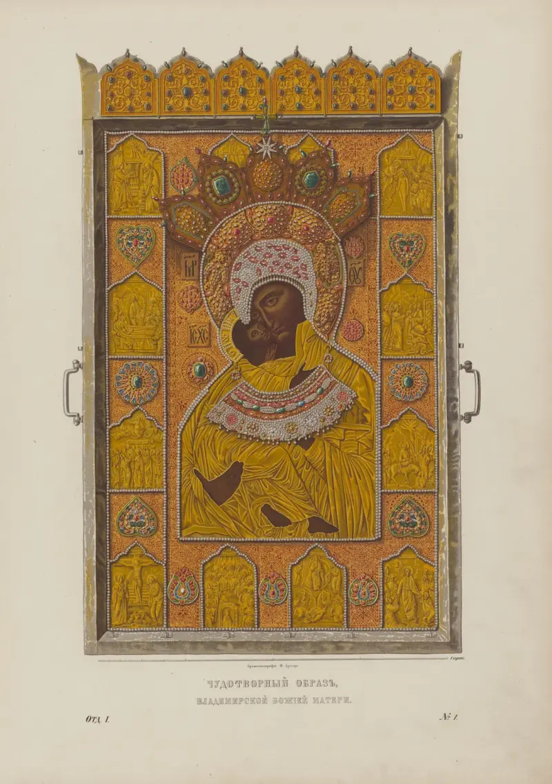 The miracle-working image of the Vladimir Mother of God av Fedor Grigoryevich Solntsev