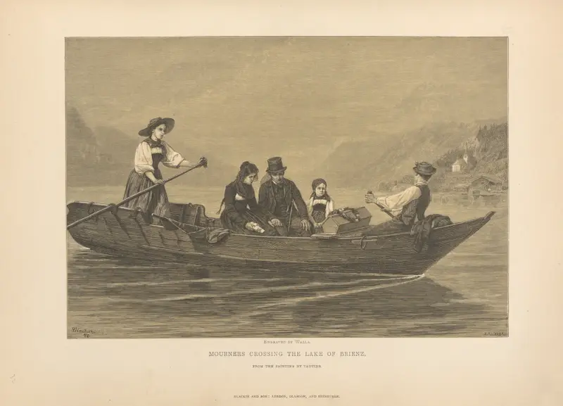 B. Vautier – Trauernde bei der Überfahrt über den Brienzersee von Theodor Gsell Fels