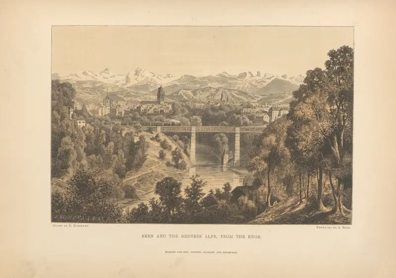 E. Kirchner – Bern and the Bernese Alps, from the Enge av Theodor Gsell Fels