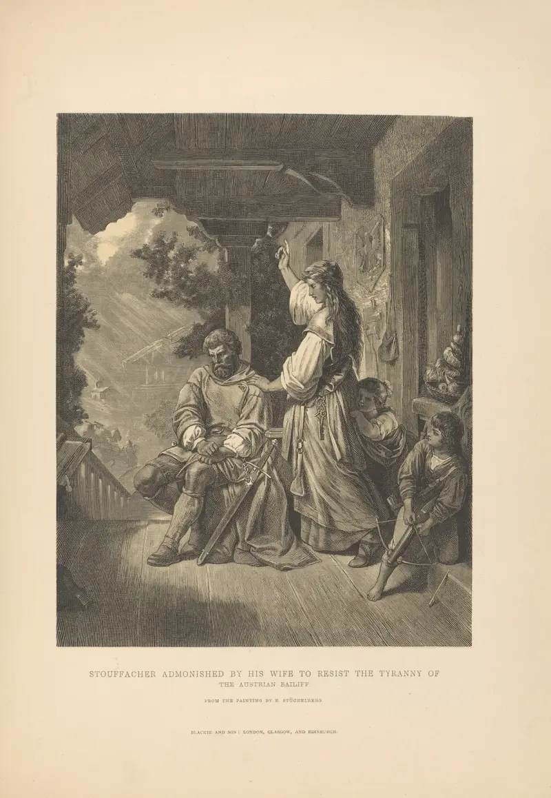 E. Stuckelberg – Stouffacher von seiner Frau ermahnt von Theodor Gsell Fels