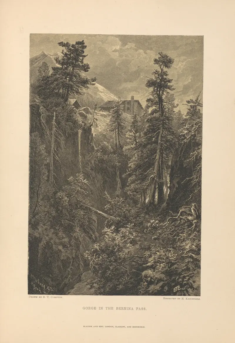 E. T. Compton – Gorge in the Bernina Pass av Theodor Gsell Fels