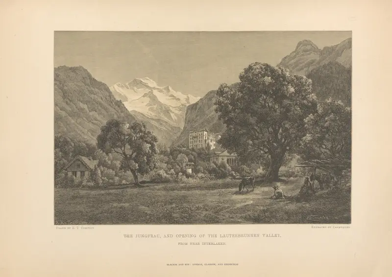 E. T. Compton – The Jungfrau, and Opening of the Lauterbrunnen Valley av Theodor Gsell Fels
